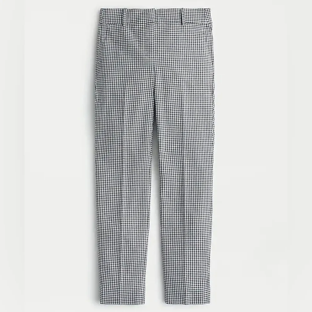 J. Crew Flat Front Gingham Cameron Straight Pants 4 Black White